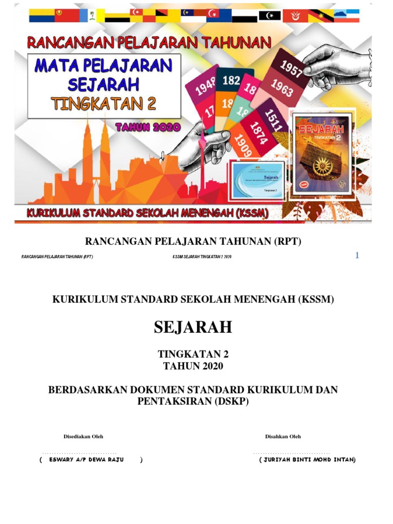 2020 RPT SEJARAH KSSM TINGKATAN 2