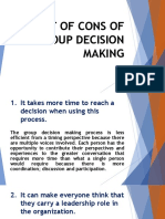 List of Cons of Group Decision Making