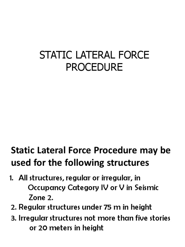 7 Static Lateral Force Procedure PDF | PDF | Civil Engineering | Nature