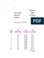 Bond A Face Value 1000 Maturity 10 Years Coupon 4%: - (1) - (2) - (3) - (4) Year Cash Flow PV at 8% PV at Flow