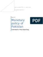 Monetary Policy of Pakistan: Submitted To: Mirza Aqeel Baig
