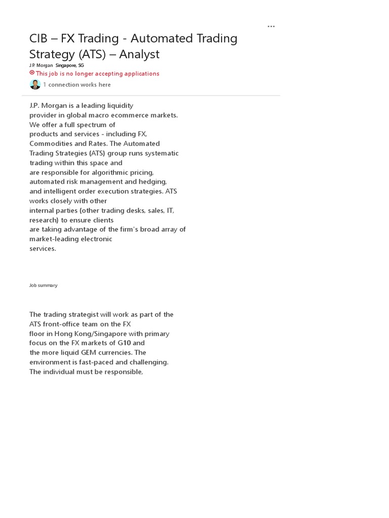 FX Trading Automated Strategy Analyst Role | PDF | Computer Science ...