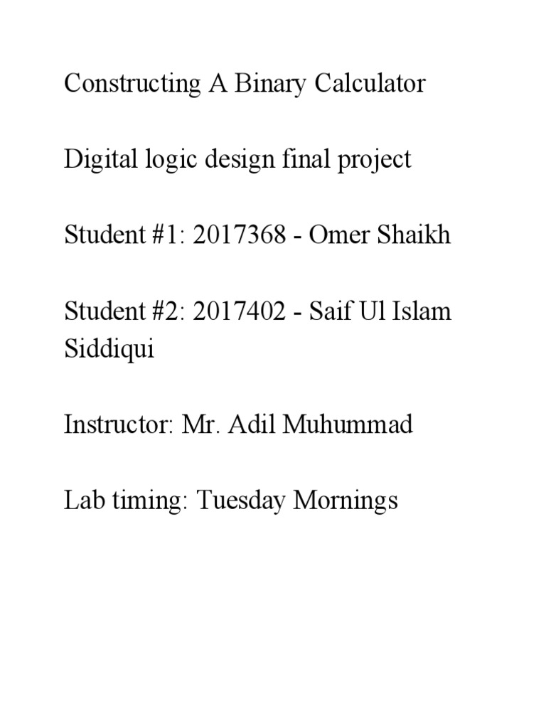 Constructing A Binary Calculator PDF Logic Gate Digital Electronics