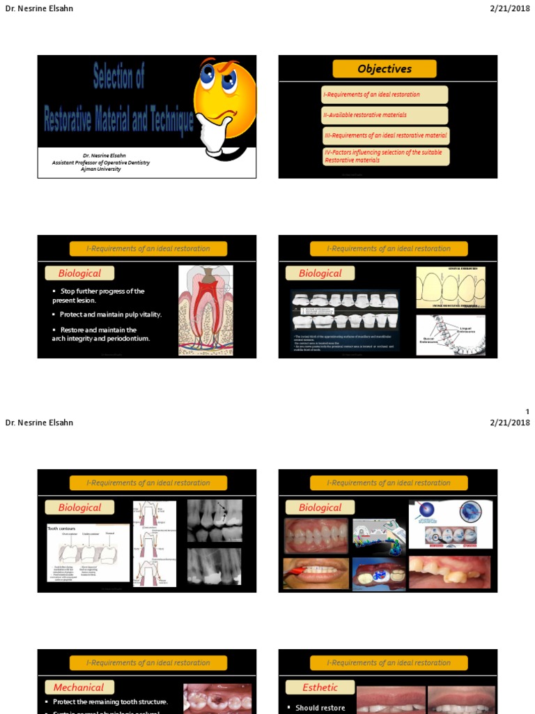 Selection of Restorative Materials and Techniques PDF PDF Dental