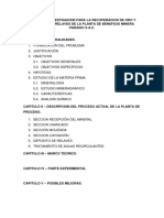 Estudio de Investigacion para La Recuperacion de Oro y Plata de Los Relaves de La Planta de Beneficio Minera Paraiso S