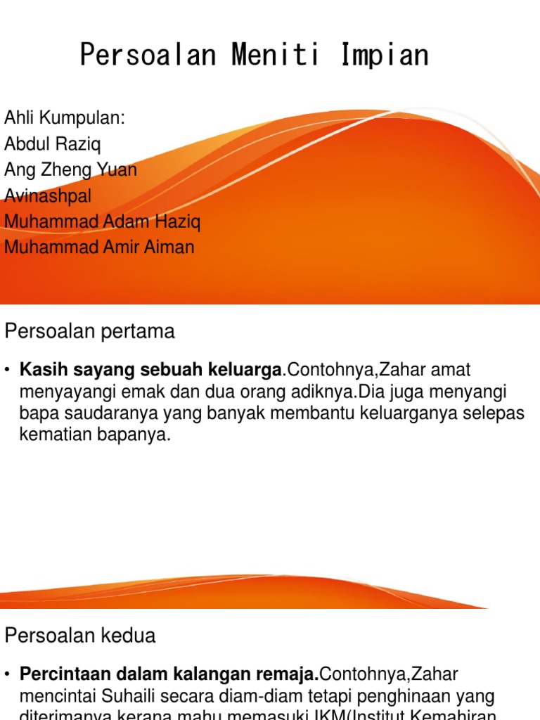Persoalan dalam Novel Meniti Impian | PDF