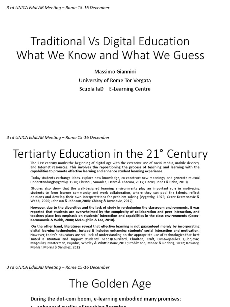 Traditional vs Digital Education Insights | PDF | Educational ...