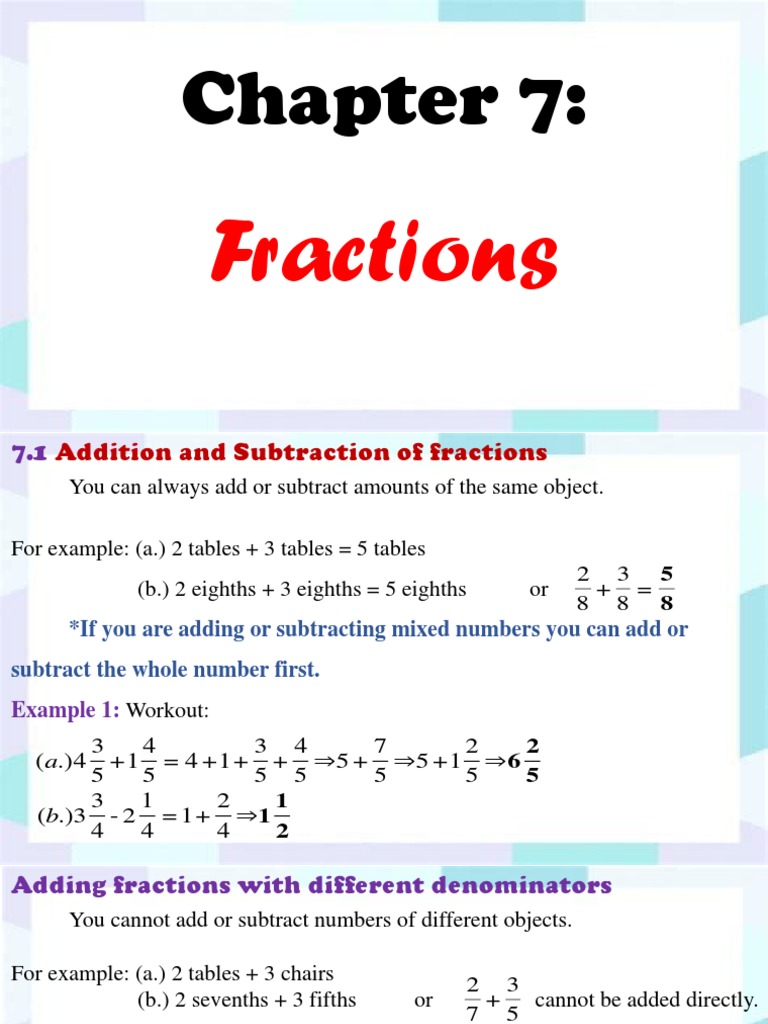 Operations with Fractions Explained | PDF | Fraction (Mathematics ...