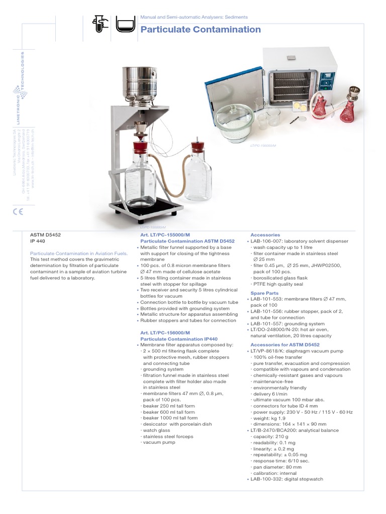 ASTM D5452 Particulate Contamination Kit | PDF | Filtration | Chemistry