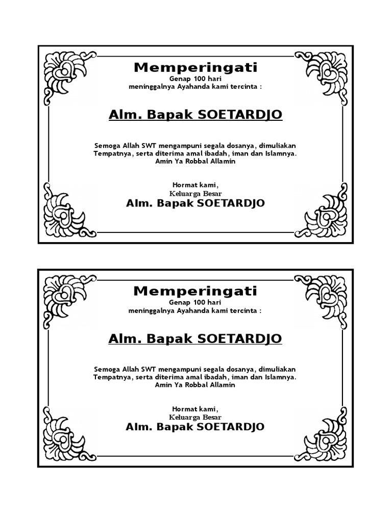 Kartu Ucapan 7hari Meninggal Pdf