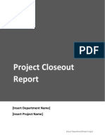 Project Closeout Report Template With Instructions