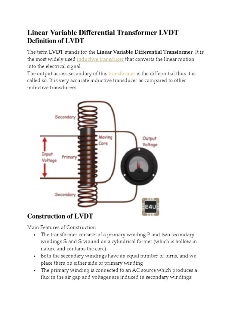 Linear Variable Differential Transformer LVDT PDF Transformer