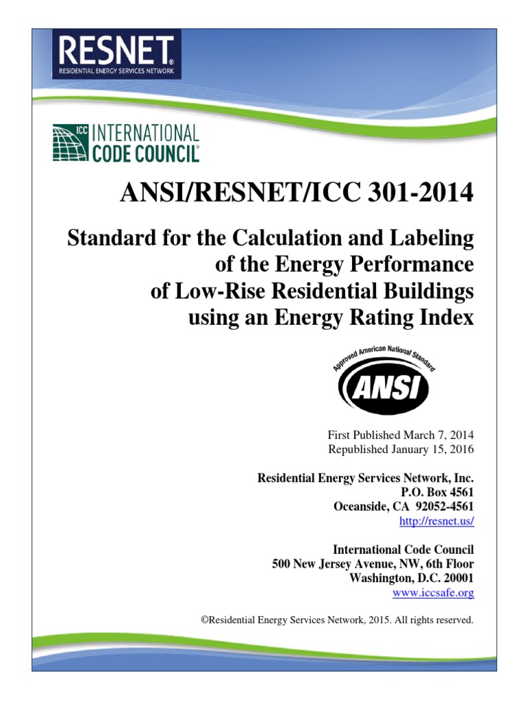 ANSI RESNET ICC - 301 2014 Second Edition Publish Version | PDF | Heat ...
