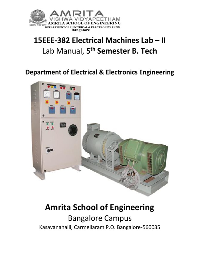 Electrical Machines II LAB MANUAL PDF Electric Motor Physical Quantities