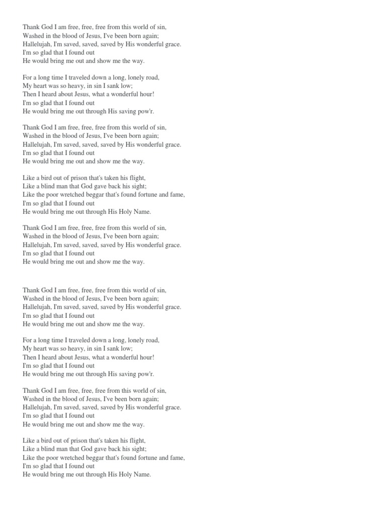 thank god iam free lyrics | pdf