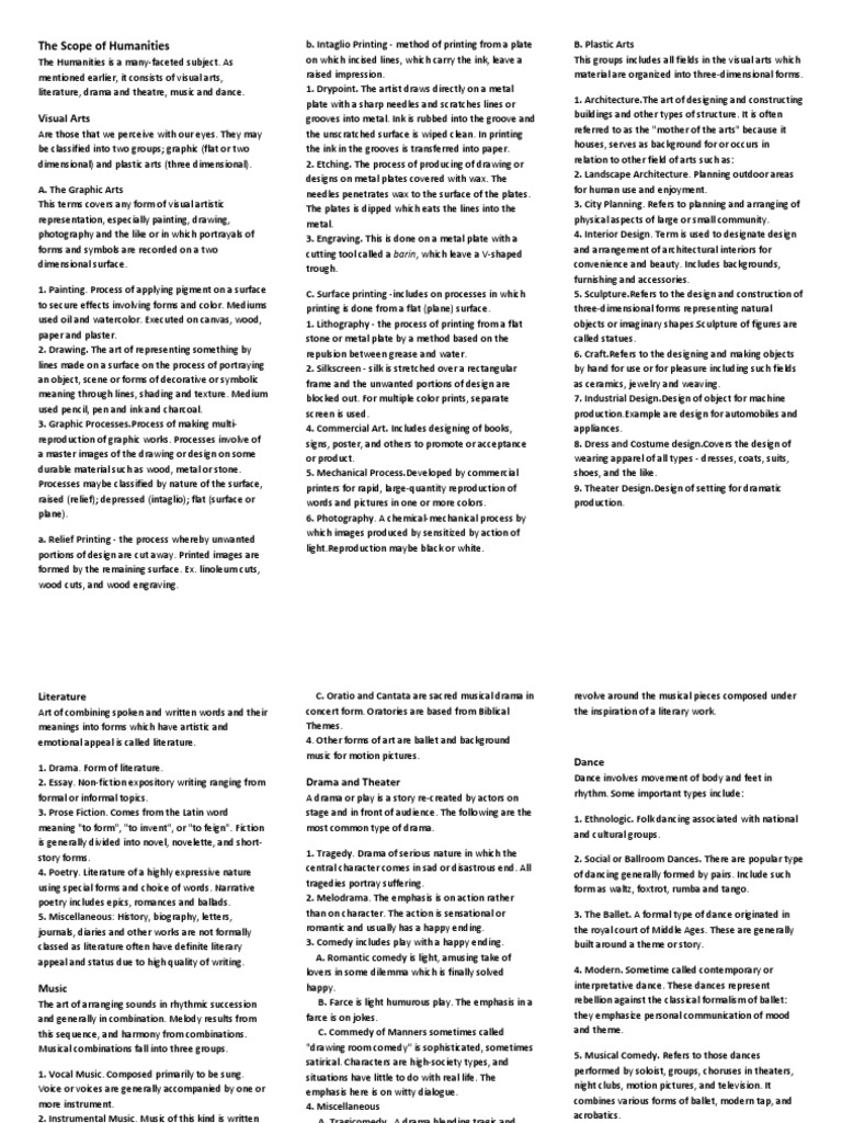 The Scope of Humanities PDF Art Media Entertainment (General)