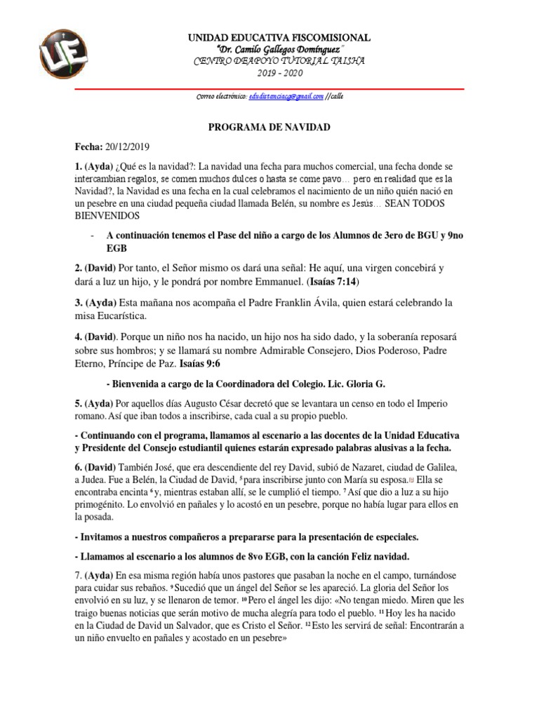 Programa Navideño 2019 en Jemberly | PDF | Navidad | Jesús