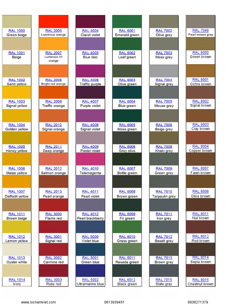 RAL Colour Chart Overview | PDF | Blue | Grey