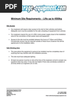 Download Minimum Site Requirements - Lifts up to 4500kg by Used Garage Equipment Online SN44656273 doc pdf