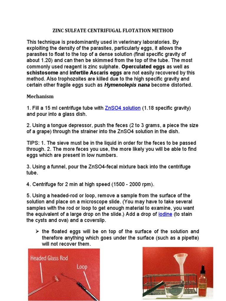Zinc Sulfate Centrifugal Flotation Method