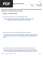 Chemistry 4 5 3 Test 1 Pdf Mole Unit Atoms