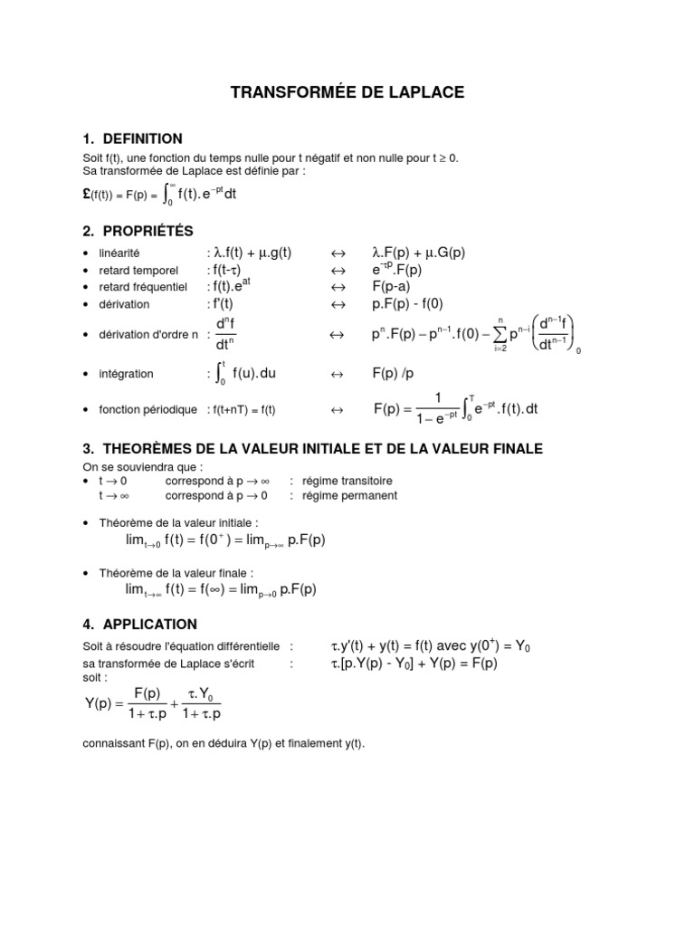 Théorème de la valeur finale et Laplace PDF Transformation de — free download