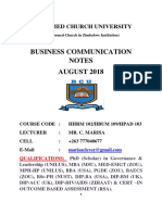 Reformed Church University business communication notes