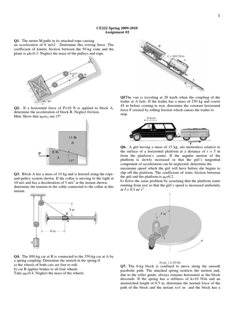 Physics Problem Set: Dynamics and Forces | PDF | Friction | Force