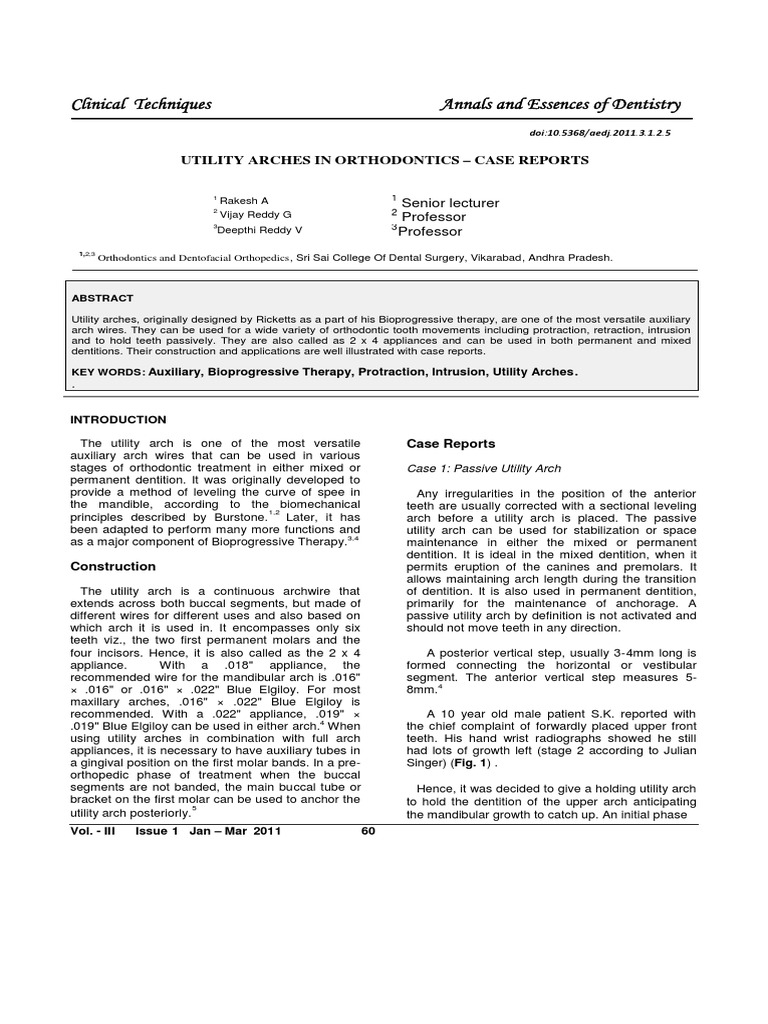 Utility Arches in Orthodontics: Case Studies | PDF | Orthodontics ...