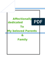Affectionally Dedicated To My Beloved Parents & Family