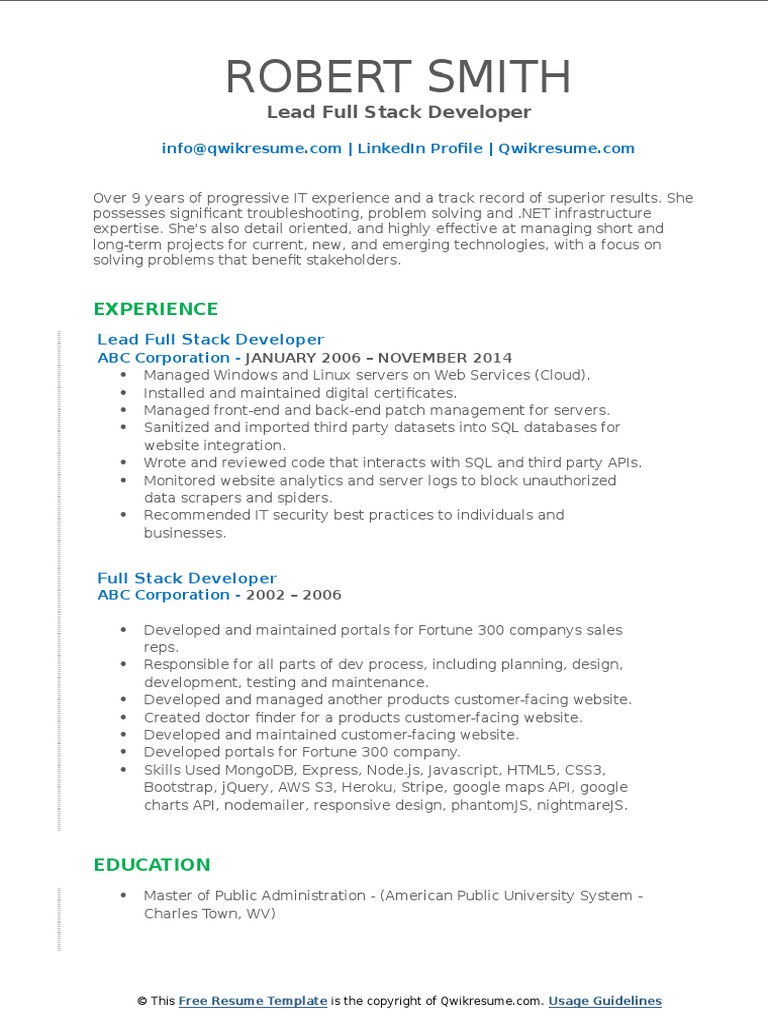 Full Stack Developer 1561797857 | PDF