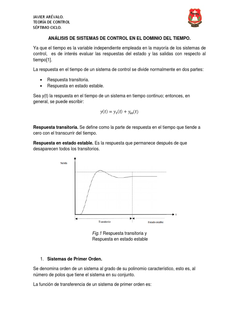 Análisis de Sistemas de en El Dominio Tiempo | PDF | Sistema de control | Integral