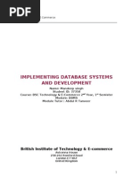 Implementing Database Systems and Development: British Institute of Technology & E-Commerce