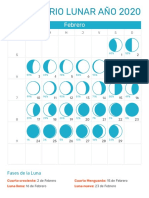 Calendario Lunar Febrero 2020