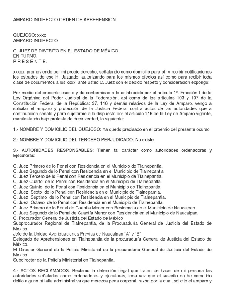 Amparo Indirecto Orden de Aprehension | PDF | Violación | Derecho ...