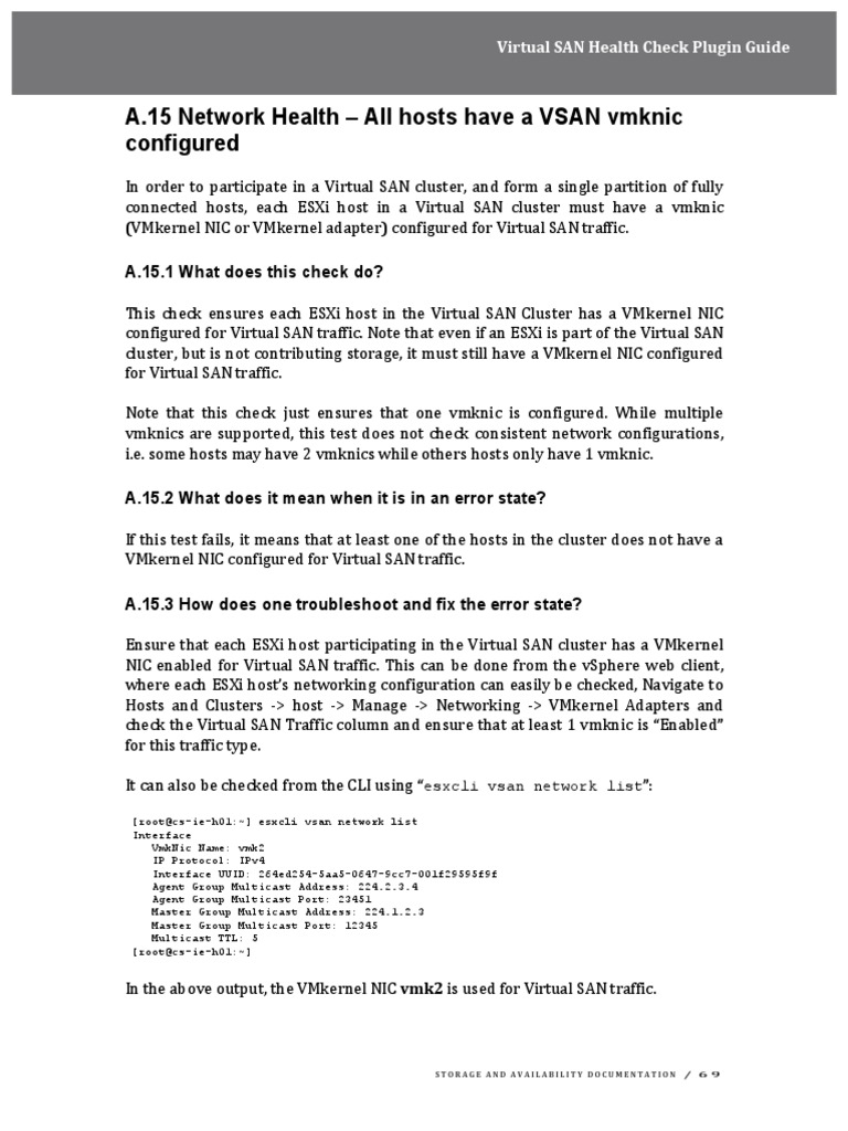 Virtual SAN Health Check Plugin Guide PDF Standards Computer Network