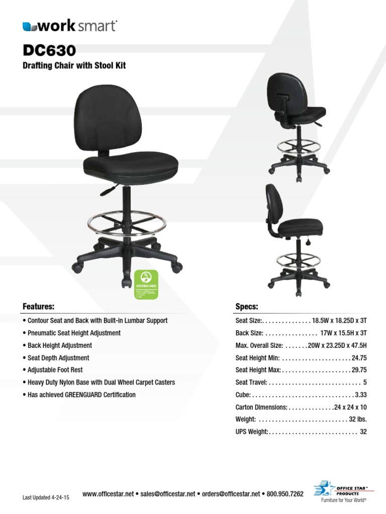 Worksmart Drafting Chair DC630 | PDF