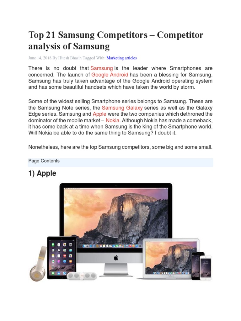 Top 21 Samsung Competitors | Download Free PDF | Smartphone | Samsung ...