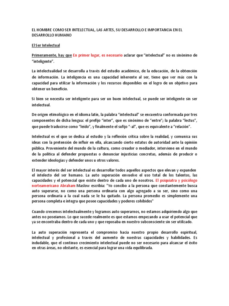 El Hombre Como Ser Intelectual | PDF | Educación en artes liberales ...