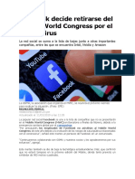 Facebook decide retirarse del Mobile World Congress por el coronavirus