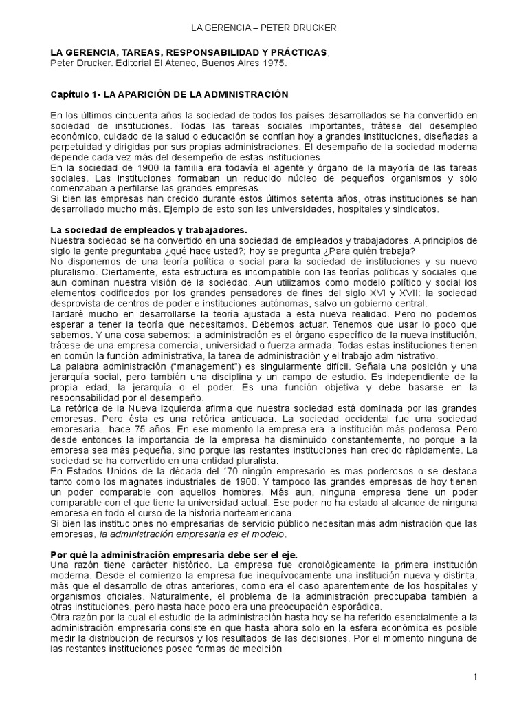 La gerencia según Peter Drucker | PDF | Innovación | Planificación