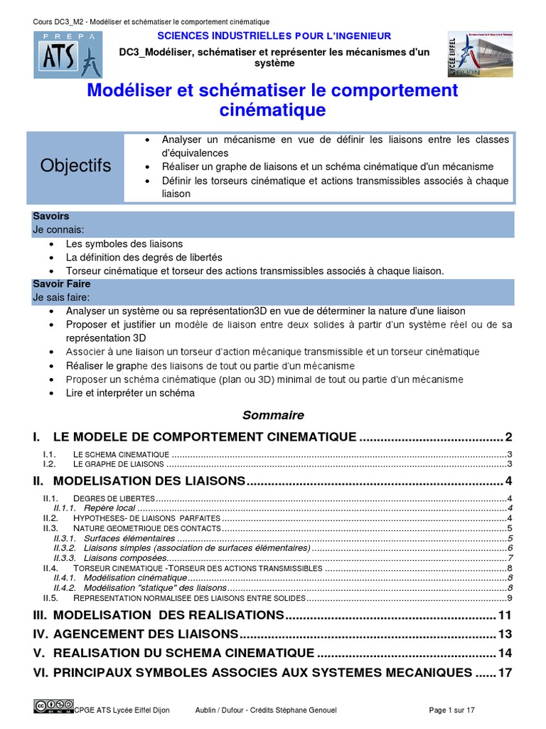 Schéma cinématique et modélisation 3D PDF Cinématique Mécanique — free download