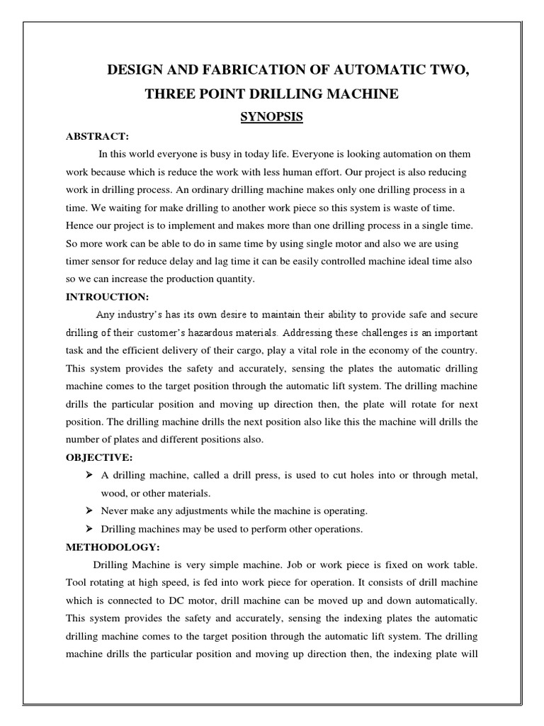 Automatic Multi-Point Drilling Machine | PDF | Drilling | Drill