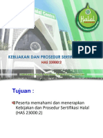 KEBIJAKAN SERTIFIKASI HALAL