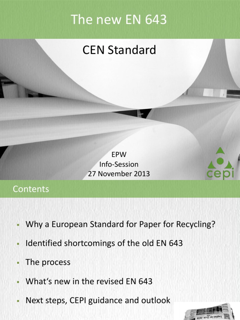 Revised EN 643 Paper Recycling Standards | PDF | Paper | Packaging And ...