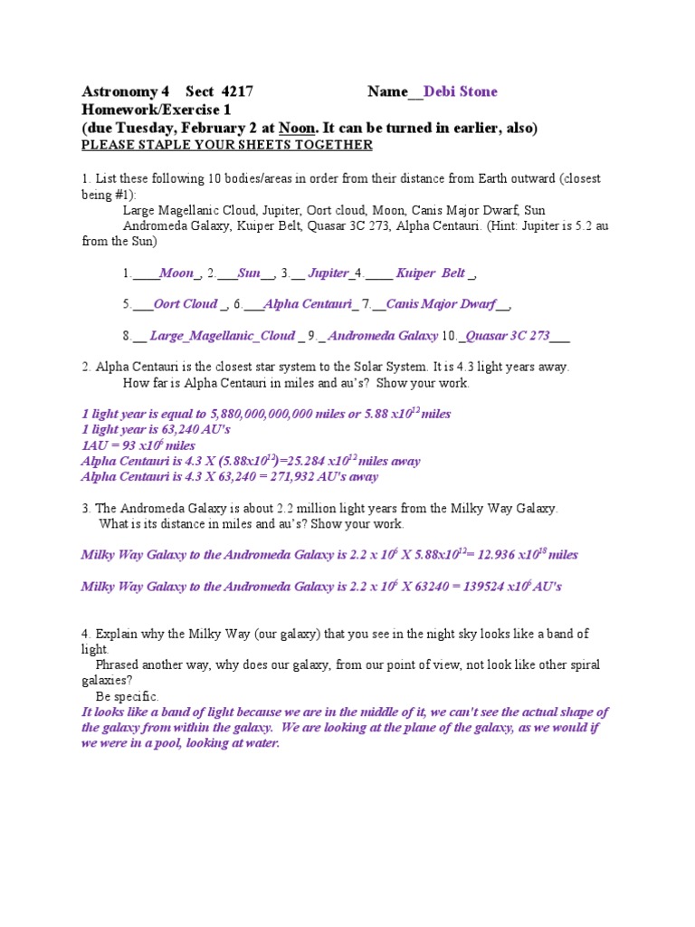 Milky way homework picture