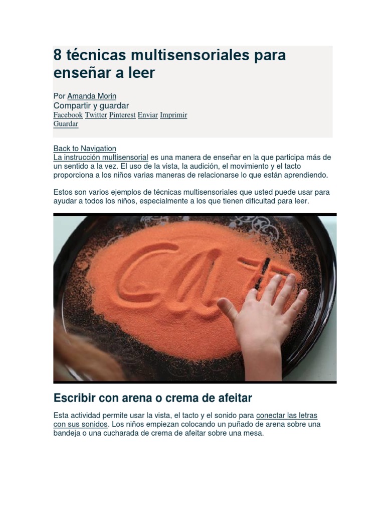 8 Técnicas Multisensoriales para Enseñar A Leer | PDF | Science ...