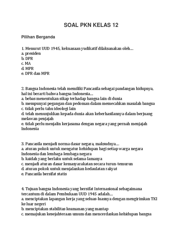Soal Pkn