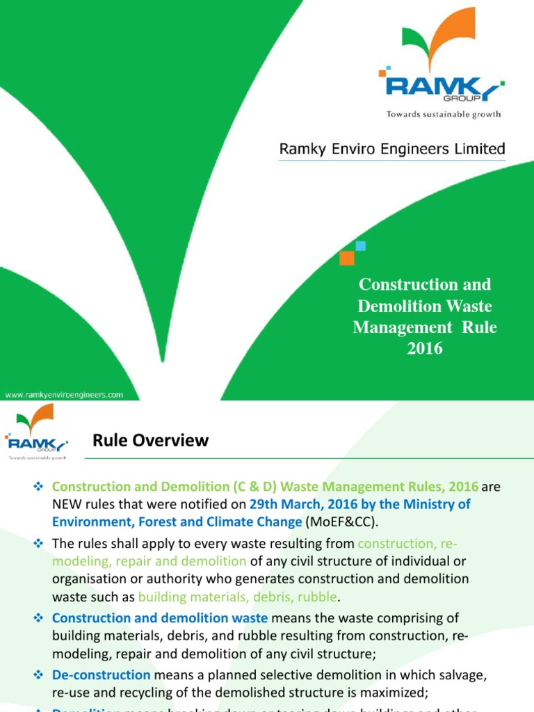 Guidelines for Effective Construction and Demolition Waste Management