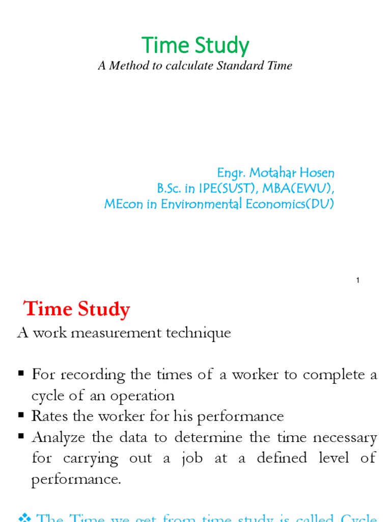 Time Study Techniques for Standard Time Calculation | PDF | Time | Business